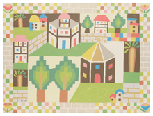 Load image into Gallery viewer, David Wien archival print of Middle East Peace stylistic painting with neutral colors in a folk art style
