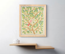 Load image into Gallery viewer, Santa Barbara based artist David Wen painting and archival print of a pastel and neutral bird in a tree called Peace tree for a modern eclectic living room and children&#39;s room
