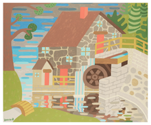 Load image into Gallery viewer, David Wien fine art painting of a stone house in a forest acrylic on canvas
