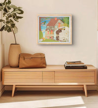Load image into Gallery viewer, David Wien Stone House painting in light interior with natural wood and fiddle leaf fig

